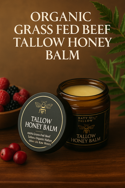 Organic Grass Fed Beef Tallow Balm With Raw Honey Moisturizing Cream