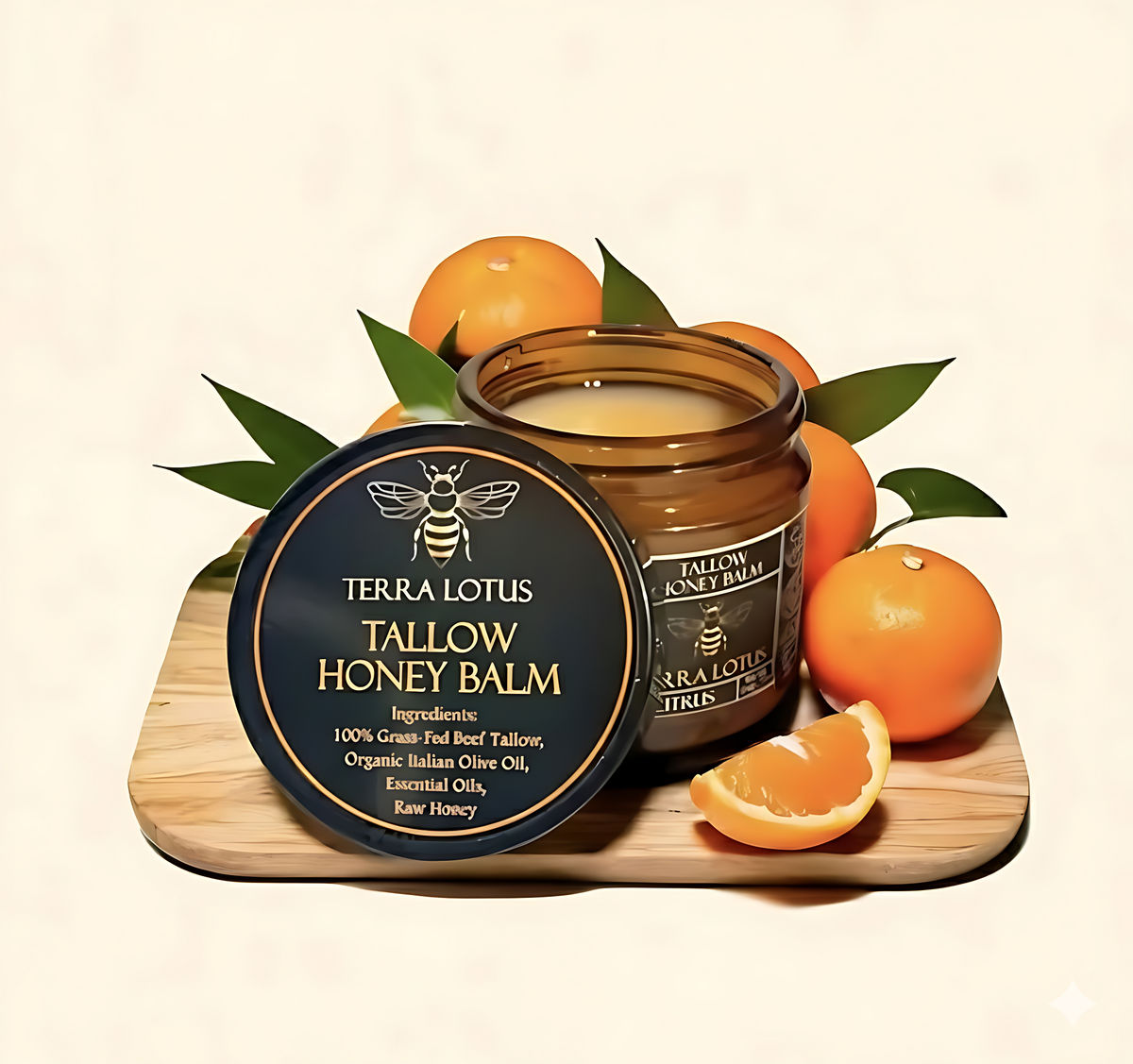 Organic Grass Fed Beef Tallow Balm With Raw Honey Moisturizing Cream
