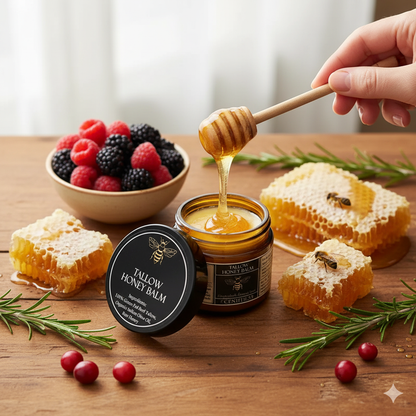 Organic Grass Fed Beef Tallow Balm With Raw Honey Moisturizing Cream