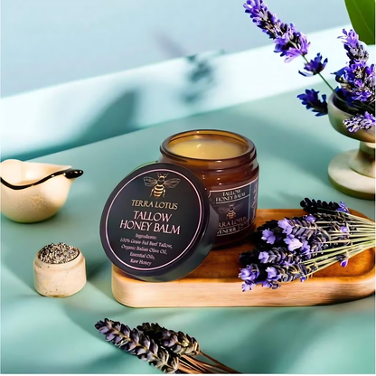 Organic Grass Fed Beef Tallow Balm With Raw Honey Moisturizing Cream